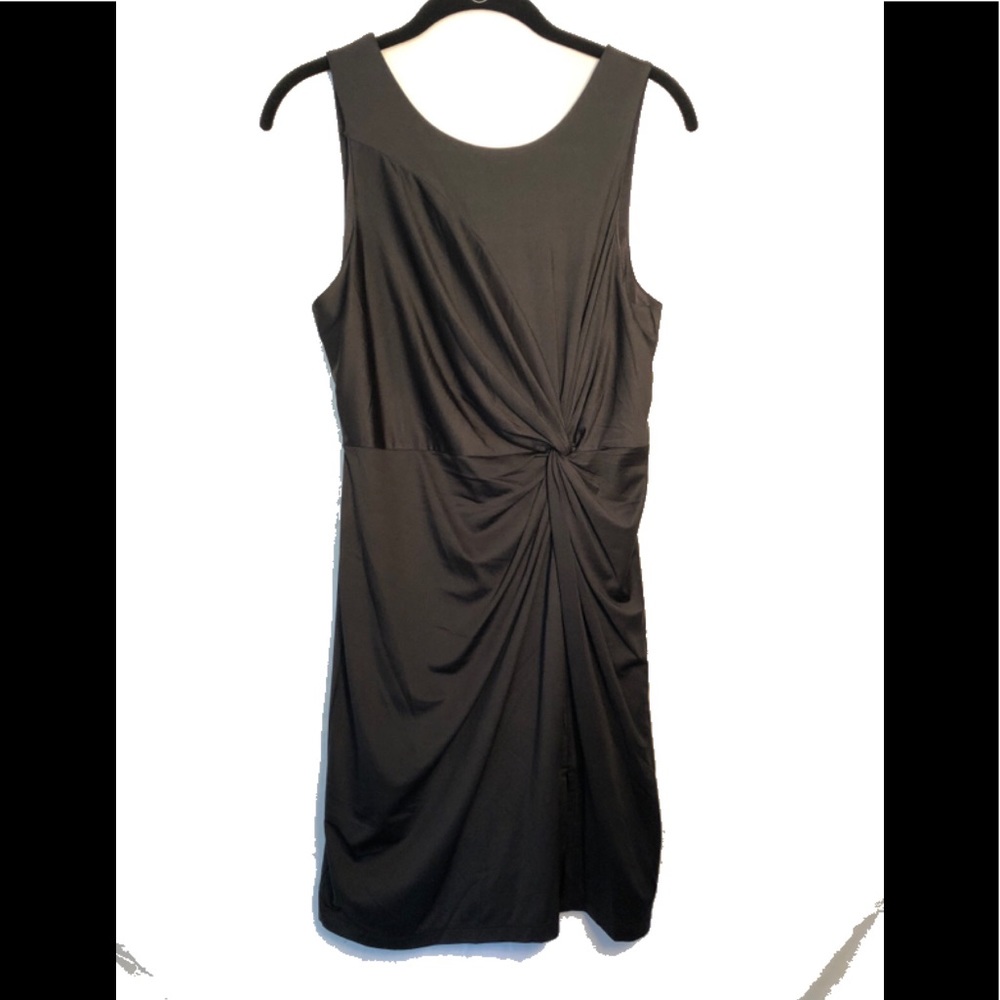 Black Knotted Tie Slit Dress
